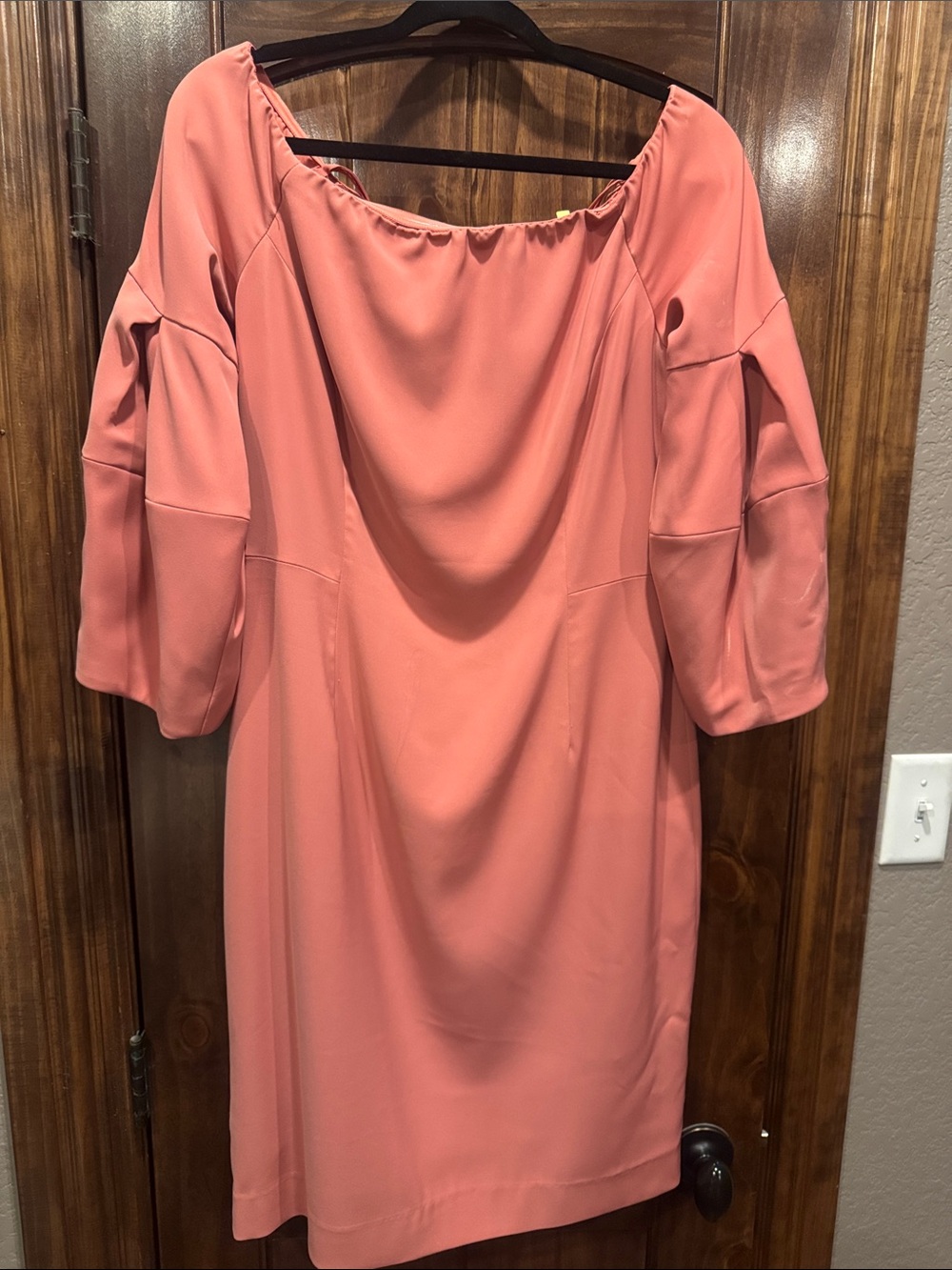ANTONIO MELANI Dusty Coral Off-Shoulder Midi Dress